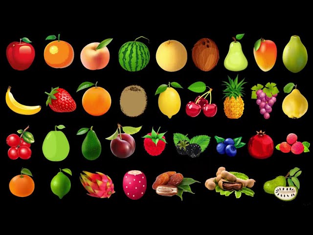 frutas de color verde con sus nombres