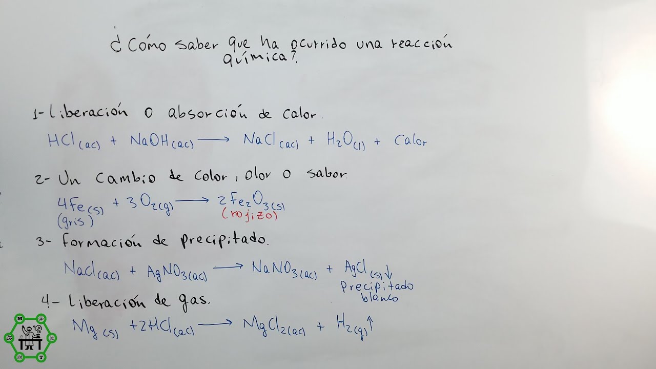 como sabemos que ha ocurrido una reaccion quimica en nuestro entorno